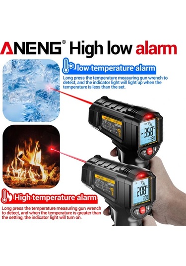 Boatshop1 1 Adet Aneng Th202 Kızılötesi Termometre Higrometre Temassız Ölçüm -50 600 Lcd Ekran Abs Reçine Pil İle Çalışır Th202 Red
