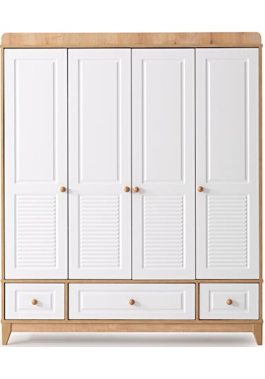 Mosso 4 Kapılı Dolap, Bebek ve Genç Odası Dolap Beyaz