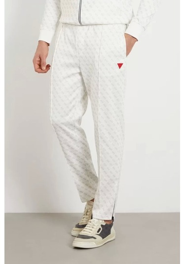Guess Erkek Tamamı Logolu Jogger Pantolon Beyaz