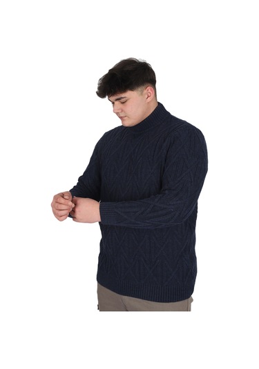 Mode Xl Büyük Beden Erkek Kazak Yarım Balıkçı Yaka Infınıty 24212 Lacivert Lacivert