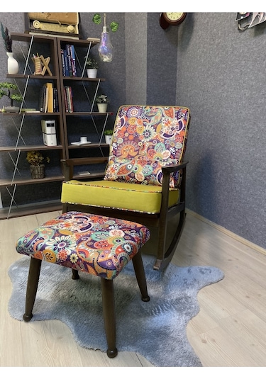 Asedia Asedia Iskandinav Kestane Ceviz Sarı Retro Sallanan Bahçe Koltuğu Sarı