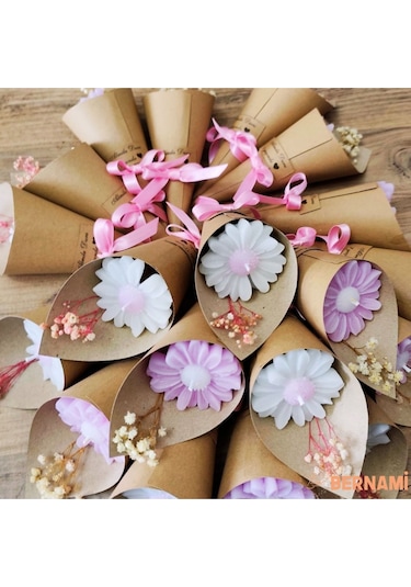 Papatya Buketi Mum, Düğün Hediyesi, Nikah Şekeri, Bebek Şekeri, Çiçek - 20 Adet