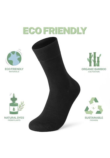 Elchee Wear Organik Bambu Kadın Siyah Çorap 4 Çift Siyah