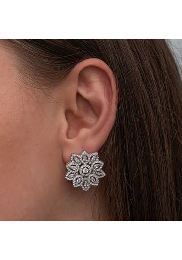 Casera's Gümüş Zirkon Taşlı Çiçek Kadın Set Csr2185579 Gümüş