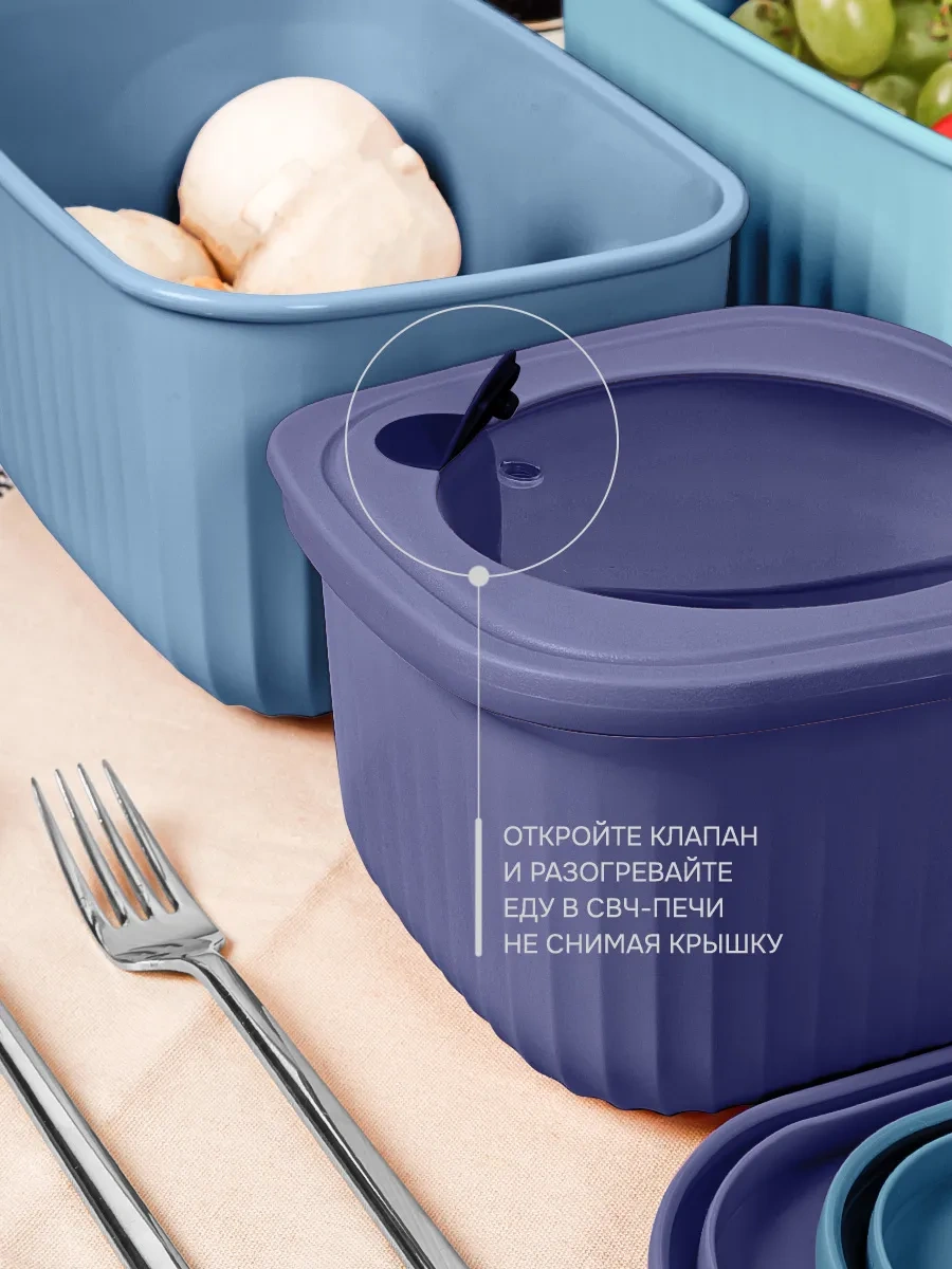 Velton Kapaklı Hava Geçirmez Saklama Kapları Seti 238321307 Mavi