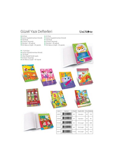 Çınar Karton Kapak A5 Dik Çizgili 30 Yaprak Güzel Yazı Defteri 12'li Paket
