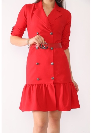 E.T.'S Element'S Kadın Kemerli Düğme Detaylı Elbise