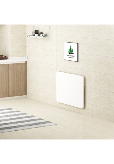 90cmX60cm MDF OVAL KÖŞELİ KATLANIR DUVARA MONTELİ MUTFAK MASASI