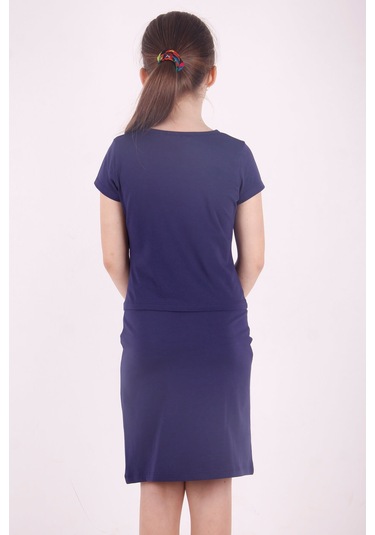 Toontoy Kız Çocuk Yıldız Baskılı Etekli Takım Lacivert