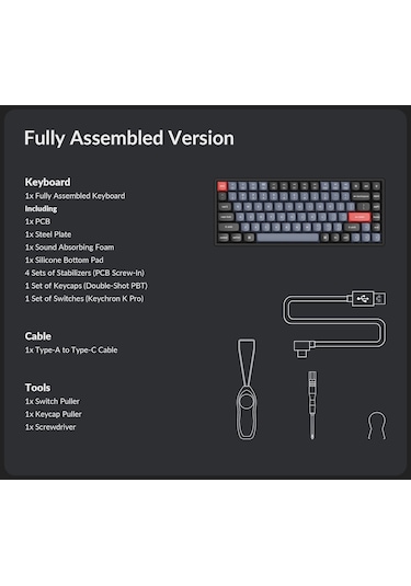 Keychron K2 Pro Hotswap Gateron G Pro Red Switch QMK/VIA Mekanik Klavye