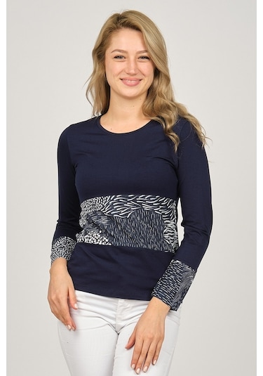 Sistas Kadın Uzun Kollu Penye Bluz 6699448 Lacivert-Lacivert