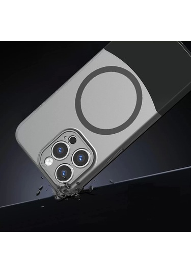 İphone Uyumlu 15 Pro Kılıf Magsafe Şarj Kartlıklı Mıknatıslı Duble 1.7mm Kapak Kart Bölmeli Lacivert