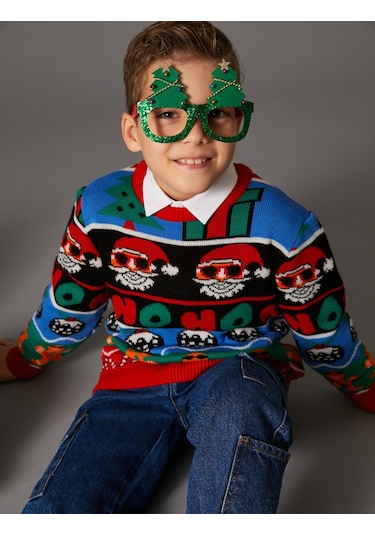 Koton Yılbaşı Kazağı Uzun Kollu Bisiklet Yaka Multıcolor 4wkb90004tt 4WKB90004TTMIX Mavi