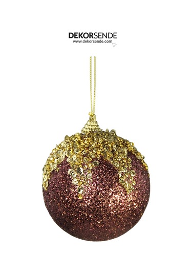 Yılbaşı Süsü Altın Pullu 2'li Top Bordo 10 Cm