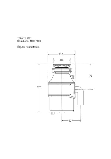 Teka Tr 23.1 Çöp Öğütücü. Pnomatic Düğmeli