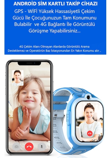Wonlex KT29 4G Android Sim Kartlı Çocuk Takip Saati (Distribütör Garantili)