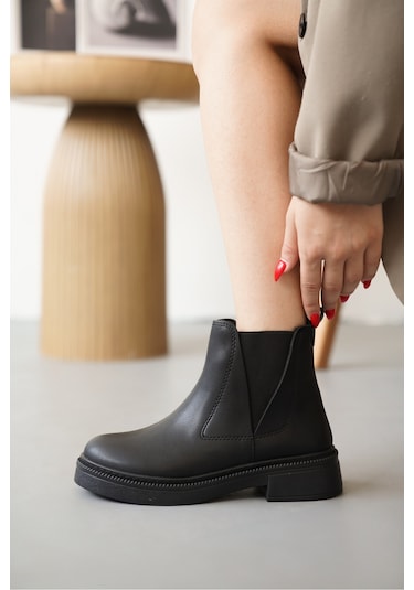 D0646 Soğuk Geçirmez Kışlık Kadın Bot & Bootie Siyah