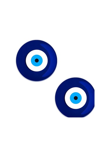 Liangmei 7 Cm Yemek Masası Bardak Altlığı Şeytan Gözü Araba Beyaz - Mavi