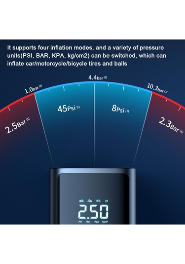 Ranyeek Akıllı Otomobil Hava Pompa, Dijital Basınç Göstergeli, Otomatik Durma, Led Işıklı, Usb Ve Araç Şarj Desteği, 150psı, Dahili Li-pil