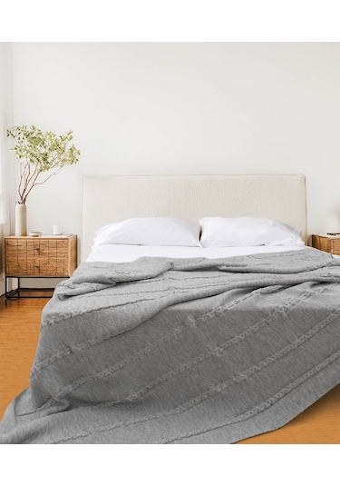Koza Home Trenza Gri Çift Kişilik Battaniye 15030