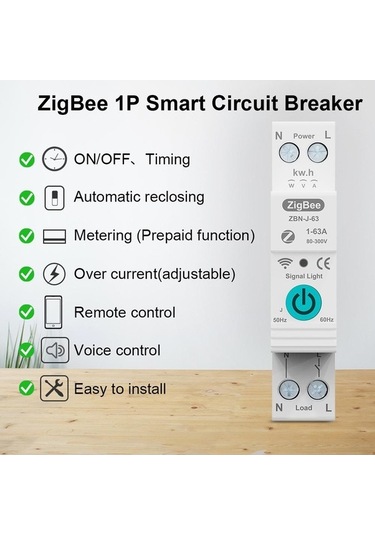 Novahub Tuya Zigbee Akıllı Devre Kesici Anahtarı Uzaktan Kumanda Ses Kontrol Beyaz Beyaz