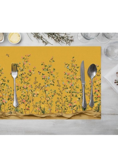 Sarı Bahçe Kumaş Amerikan Servis 35x50cm Keten Kumaş Ulusl. Yıkama Ve Solmama Sertifikası Çok Renkli