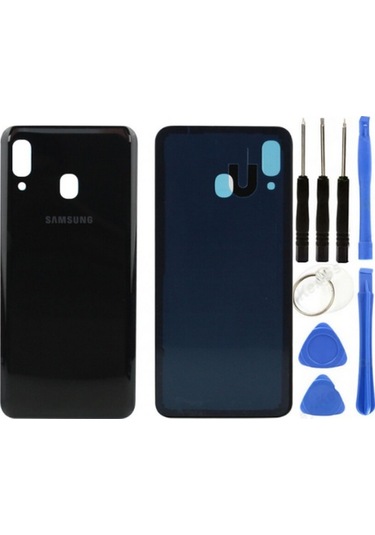 TeknikEvim Samsung Galaxy Uyumlu A20 A205 Full Kasa Kasa Arka Pil Batarya Kapağı Tamir Seti Siyah