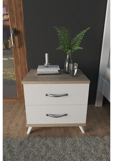 Ae-2029 Inci 2 Çekmeceli Beyaz Komodin 49 Cm