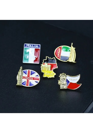 Dünyaca Ünlü Bina Broşu Kalp Şekli Bayrağı Hatıra Anı Çinko Mp276-14 Mp276-14 Çok Renkli