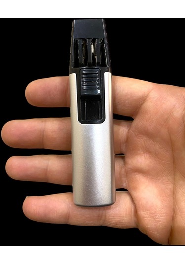 Çift Pürmüzlü Yandan Çekmeli Gümüş Renkli Çakmak 109323 Gümüş