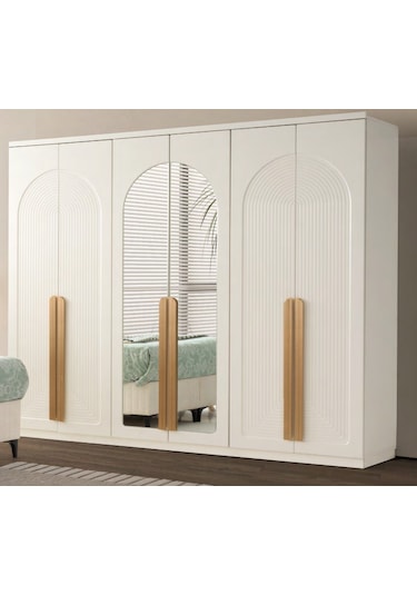 Asia Mdf Membran 6 Kapaklı Gardırop ve Yatak Odası Takımı