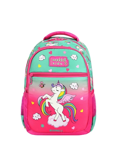 Waddell Lisanslı Fuşya Unicorn Desenli Kız Çocuk İlkokul Sırt Çantası Ve Beslenme Çantası