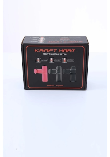 Siyah 4 Başlıklı Şarjlı  Kraft Hart Mini Masaj Aleti Tabancası Çok Renkli