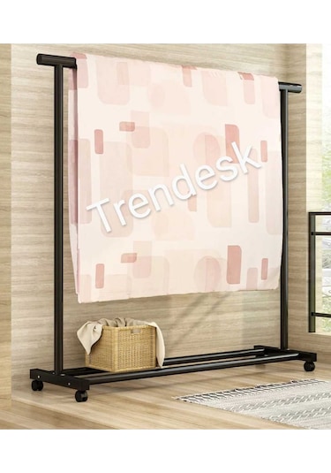 Metal Beyaz Konfeksiyon Askısı Ayaklı Askılık Elbise Askılığı Tekerlekli 150 140cm Beyaz