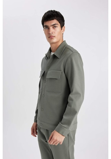 DeFacto Polo Yaka Çıtçıt Kapamalı Cepli Gömlek Ceket Z5178AZ24SPKH398