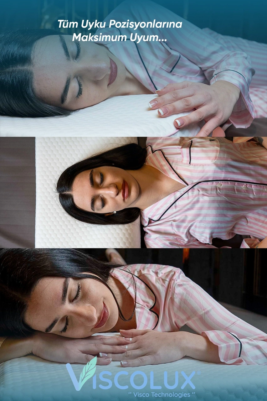 Medium Boy Ortopedik Yastık - Boyun Destekli Visco Yastık 56x36x11/7 Pembe