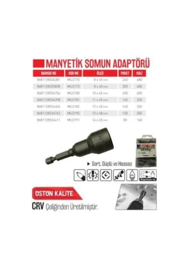 Bay-tec Mu2180 Manyetik Somun Adaptörü 10x45 Mm