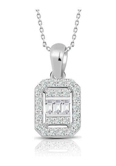 0.30 Ct. Baget Pırlanta Kare Tektaş Kolye