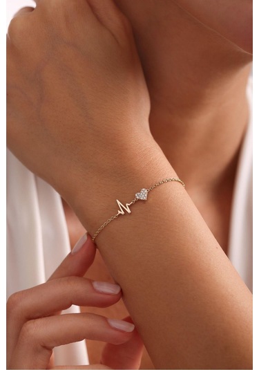 Gianfranco Rhythm Taşlı Kalp Bileklik Altın Sarı Altın