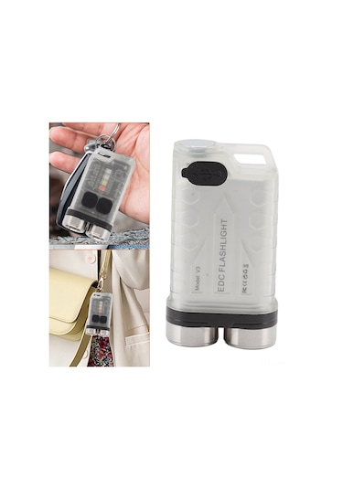 Kosona Mini Anahtar Zinciri Feneri, Usb-c Şarj Edilebilir, 900lm Parlaklık, Ip65 Su Geçirmez, Manyetik Tutma, Çok Fonksiyonlu Dış Mekan Işığı Beyaz Beyaz