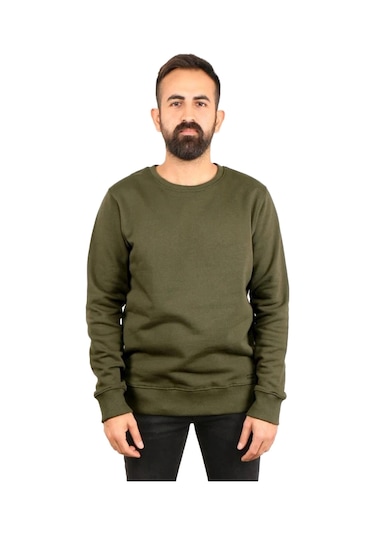 Superfly Bisiklet Yaka Erkek Basic Sweatshirt Spf101222216032 Haki