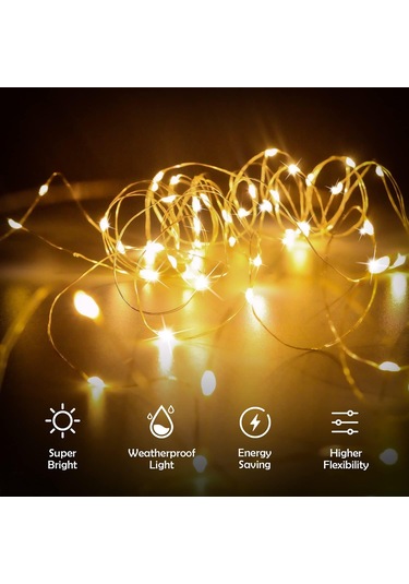 Su Geçirmez Parıldayan Peri Işıkları, İç Mekan Dış Mekan Ev Dekorasyonu İçin Kolay Kullanımlı Pil İle Çalışan Zamanlayıcı, 4'lü Paket Ultra Parlak Led Diğer