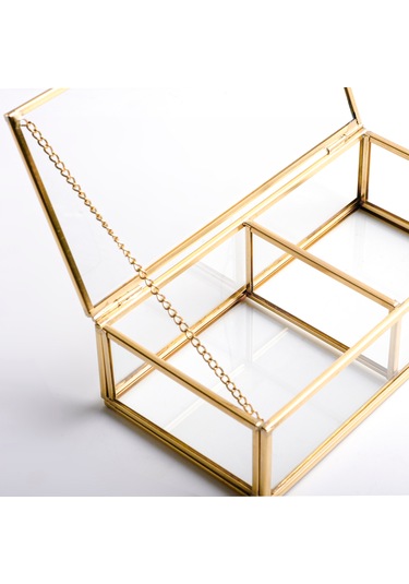 2 Bölmeli Cam Organizer Pirinç & Gold