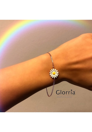 Glorria-Glorria Gümüş Papatya Bileklik