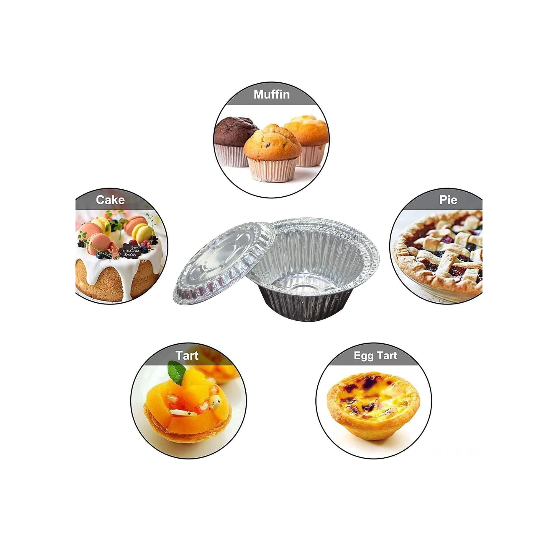 Hombey 9 İnç Fda Onaylı Alüminyum Folyo Tepsiler, Hava Fritözü İçin, 50 Adet, Yüksek Sıcaklığa Dayanıklı, Ev Kullanıma Uygun Gümüş