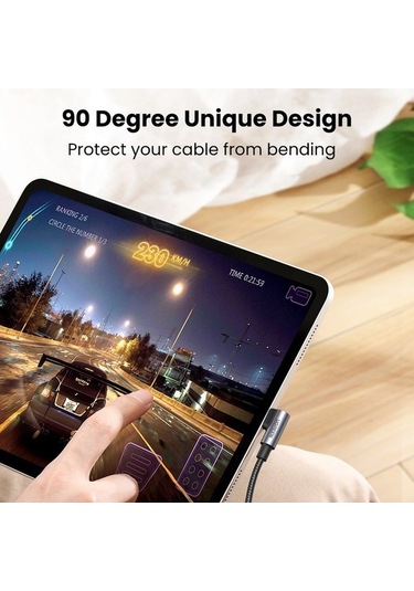 Pazly Ugreen 1m Usb C-c 90 Derece Diken Veri Kablosu 100w Pd Hızlı Şarj Dizüstü Bilgisayar/akıllı Telefon/tablet İçin