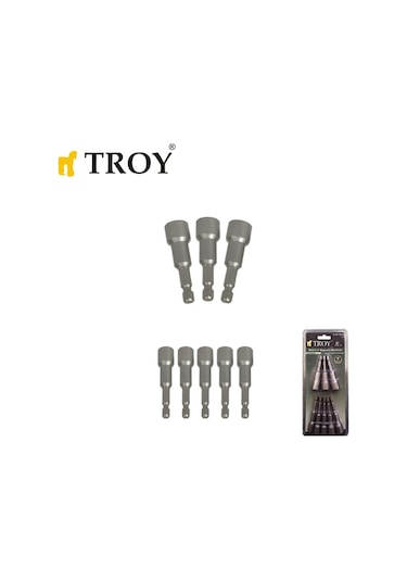 Troy 26133 Mıknatıslı Lokma Adaptör Seti. 8 Parça