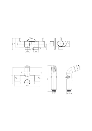 Fause Spiralli Taharetmatik Taharet El Duşu Askılı Çiftli Ara Musluk Set101-2 Krom