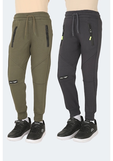 Slazenger Lamya 2 Li Set Unisex Çocuk Haki - Koyu Gri Eşofman Altı Haki - Koyu Gri