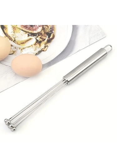 Rotanev Yeni Nesil Ayarlanabilir Paslanmaz Çelik Metal Boncuk Top Uçlu Yumurta Çırpıcı Sos Karıştırıcı Gri